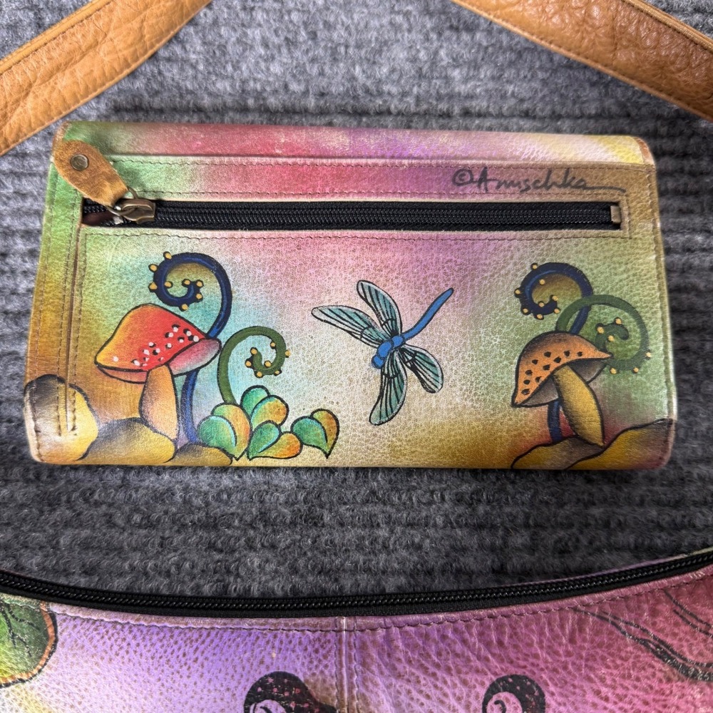 Anuschka Enchanted Forest Fairy Bag and Wallet Set hand Painted Leather - Picture 2 of 11